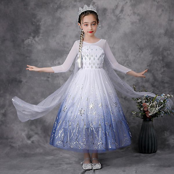 Elsa Prinsessklänning Frozen II Sommar Flickor Maskeradklänning Barn Present 130cm