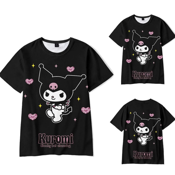 Kuromi T-tröja med print för tonåringar för kvinnor Kortärmad T-shirt med rund halsringning Sommar Casual Toppar Harajuku Fashion T-shirts 2XL