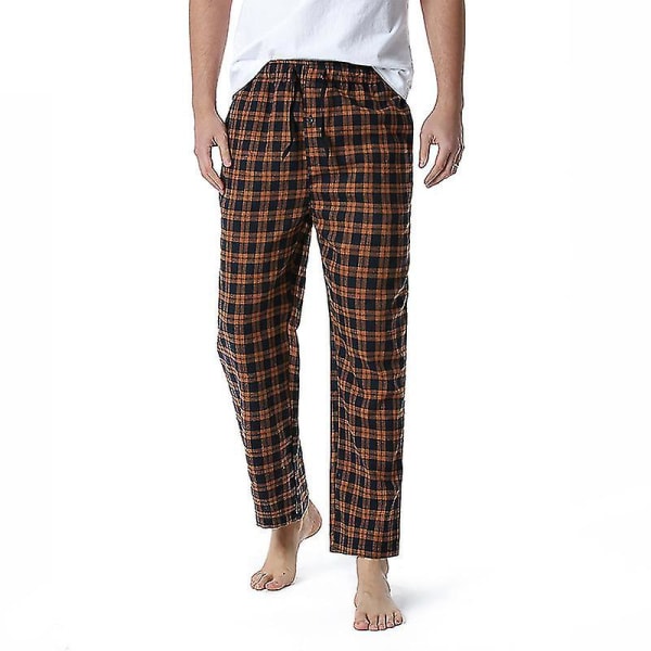 Bomullsbyxor för män, vävda pyjamasbyxor, rutiga, lätta loungebyxor COLOR 7 S