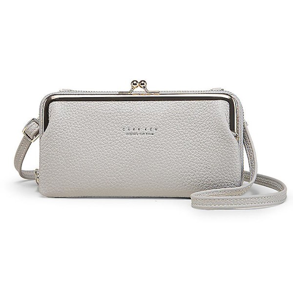 Dametasker Koreansk Mode Skuldertaske Crossbody Taske Mobiltelefon Taske Multifunktionel Horisontal Taske Gray