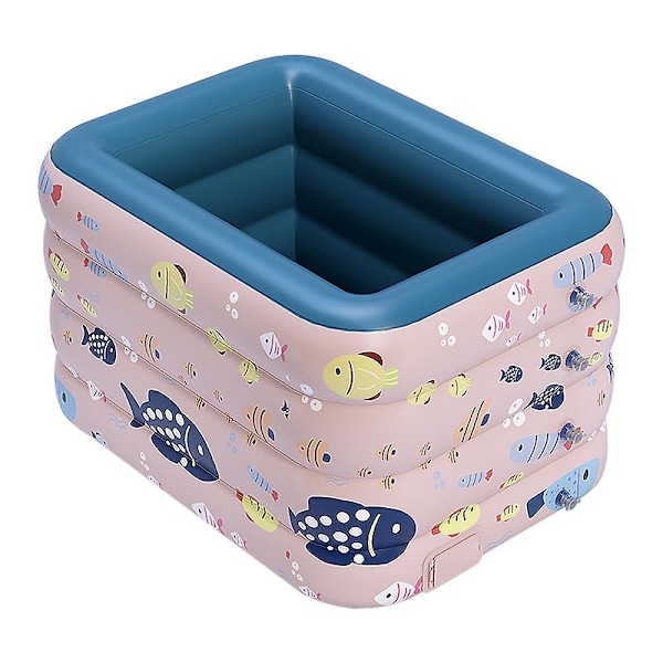 Baby Simbassäng Helt Automatisk Uppblåsbar Simbassäng Hushåll Barn Bad Hink Fällbar Förvaring Sommar pink length 1.4M