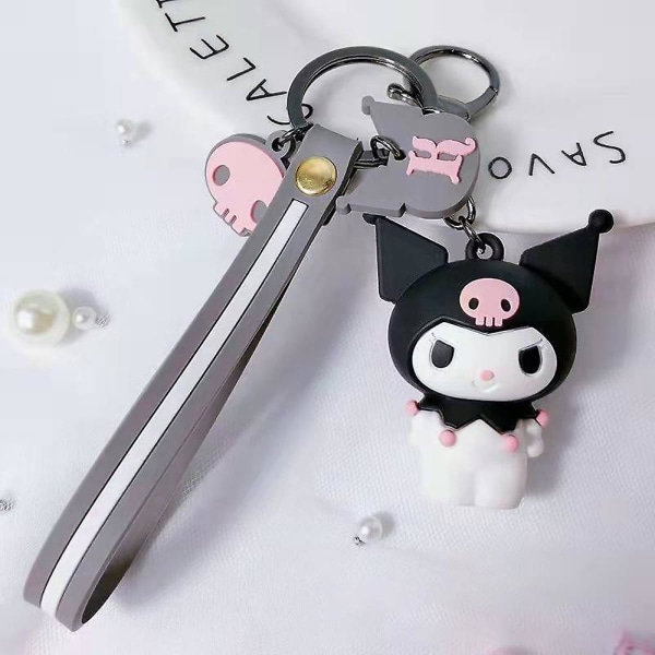 Kawaii Cartoon Sanrio Nyckelring Kuromi My Melody Lanyard Nyckelring Mini Doll Väska Hängande hänge Inredning Present Kuromi