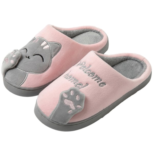 Slippers med Slip-On Varm Hjemmesko Voksen Anti-skli Såle Maneki-neko Slides Hjemmesko Vinter Hjemmesko Innendørs og Utendørs Pink 42 43