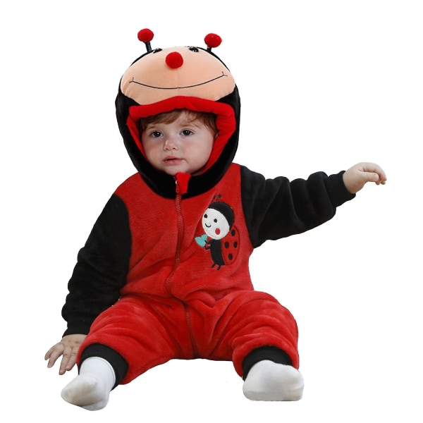 Reedca Dinosauriekostym för småbarn, söt onesie med huva, djurkostym Halloween ladybug 0-3 Months