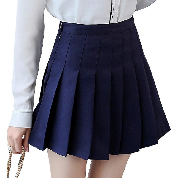 Flickor Kvinnor Högmidjad Plisserad Skater Tennis Kjol Skoluniform Kjolar Med Fodrade Shorts-b S