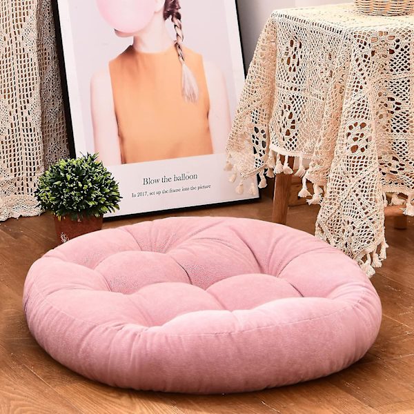Rund Solid Farge Gulvpute, Tuftet Meditasjonspute Kompatibel Med Sitteplasser På Gulv Tykk Sittepute Meditasjonspute Kompatibel Med Yoga L Pink