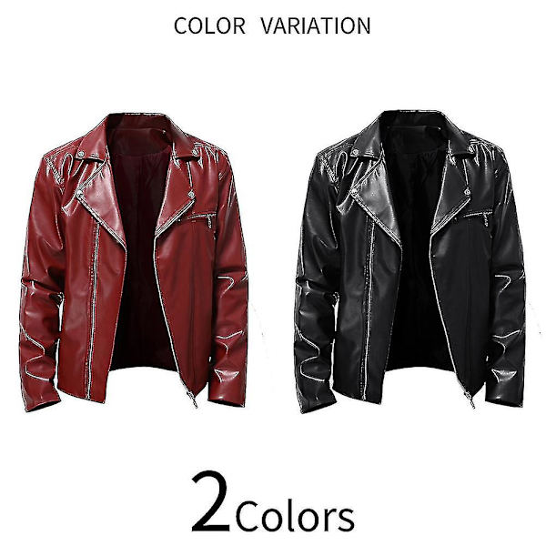 Höst Herr Pu All-match Casual Lapel Motorcykel Läderjacka L Red