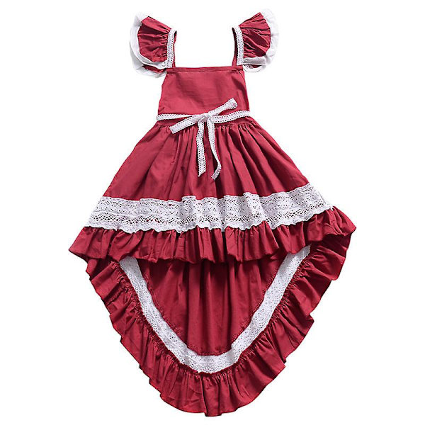 Lasten Tyttöjen Röyhelöinen Hellemekko Morsiusneito Häät Juhlat Prinsessa Juhlapuku Mekot Red 4-5 Years
