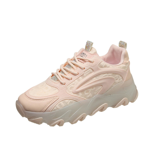 Dame Åndbare Anti-lugt Sneakers Dame Snørebånd Casual Sko Egnet Til Gåture Dans Pink 37