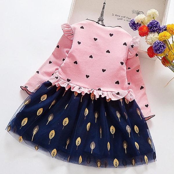 Lasten Tyttöjen Pitkähihainen Tutu Tylli Mekko Juhlat Syntymäpäivä Prinsessa Mekot Pink 7-8 Years