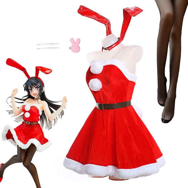 Amine Sakurajima Mai Cosplay Kostymer Julekanin Cosplay Halloween Sexy Søt Kaninjente Seishun Buta Yarou Wa Suit Black S