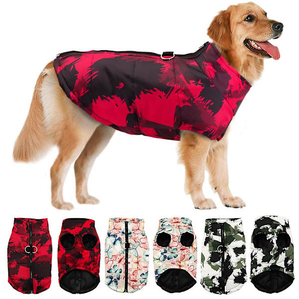 Vinter Hundkläder Fransk Bulldog Varm Jacka Vattentät Hund Kläder Outfit Väst för Små Mellanstora Stora Hundar Red XL