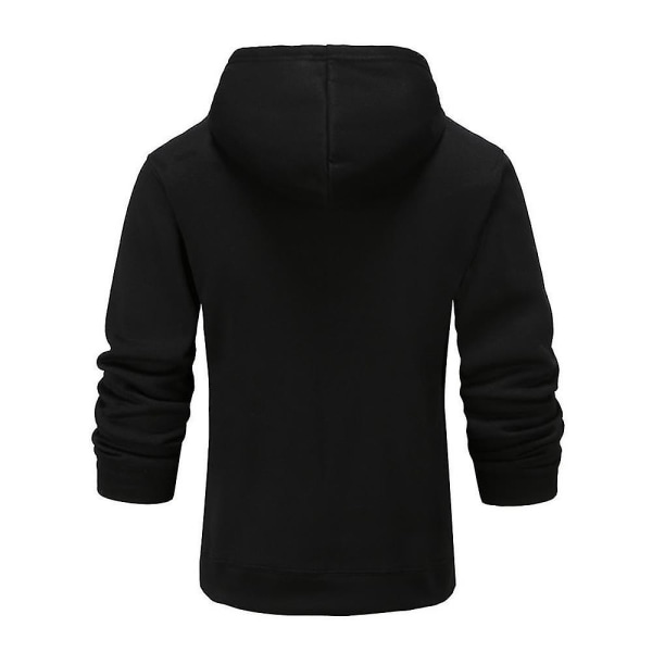 Langærmet hættetrøje til mænd og kvinder, sports sweatshirt toppe Black 2XL