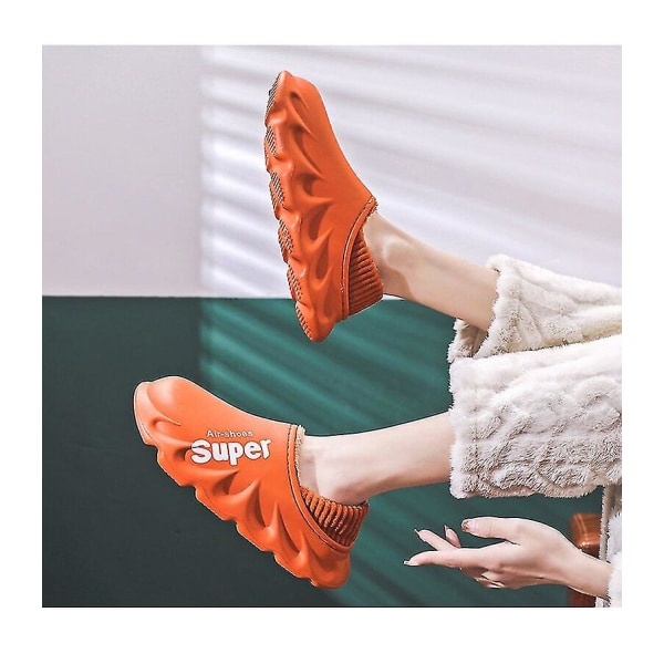Snötofflor Vinter Varma Slip On Plyschskor Vattentäta Anti Slip Low Top Flat Shoes Orange 36-37(Suitable for35-36)