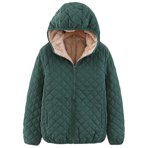 Dam Huva Fleecefodrad Jacka Hoodie Dark Green M