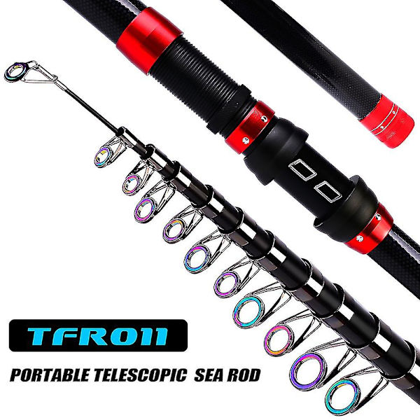 Fiskespö Kolfiber Rulle Combo Spö Och Teleskopisk Fiske 2.4 Meters