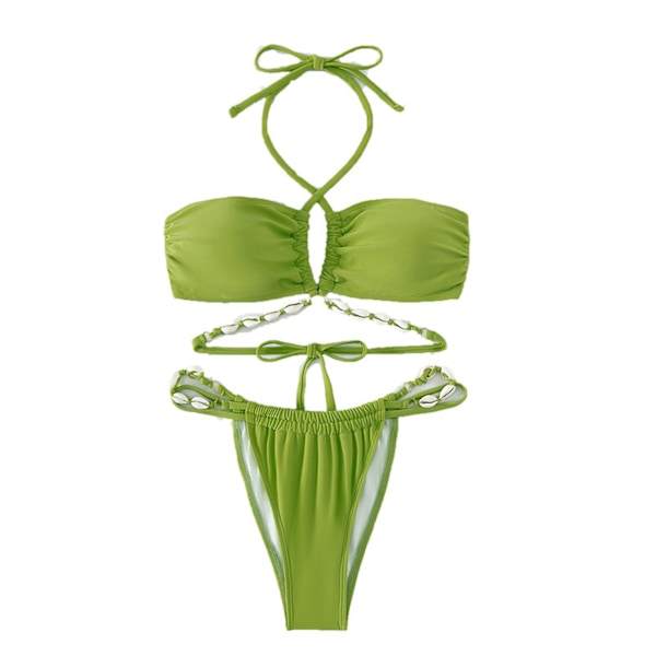 Slank Sexet Hul Skal Bikini Kvinder Snøre Skal Strop Bikini 2 stk. Push Up Badedragt Badetøj L