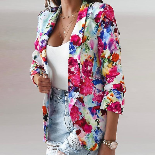 Dam Tie Dye Business Kavajer Casual Höstkappa Blommig Blazer Red XL