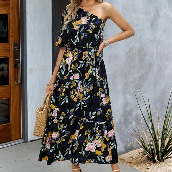Sommarklänning för damer, bohemisk stil, oversize tryck, lång maxiklänning, present till mamma, kvinna, älskare White S