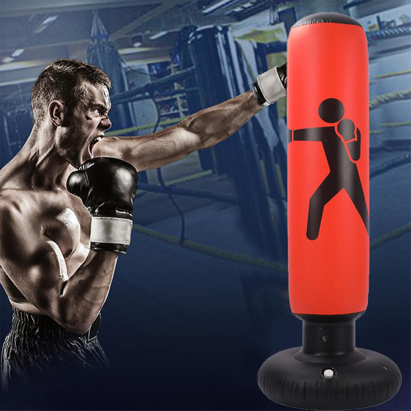 Uppblåsbar Boxningssäck för Barn, Återstudsande Boxningssäck, Fitness Boxningssäckar, Kolumn Tumlare Sandsäck för Träning av Karate, Taekwondo, Dekompression Red