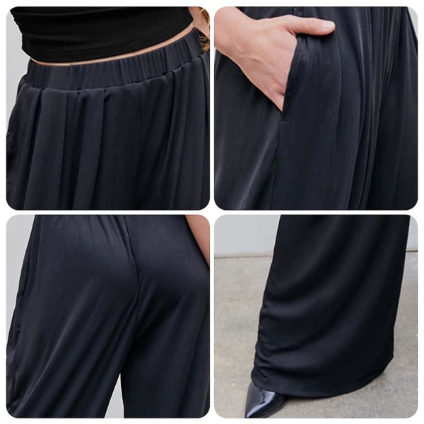 Ensfarvede høj-elastiske bukser med brede ben, åndbare og alsidige sweatpants til kvinder, til hverdagsbrug Color 2XL