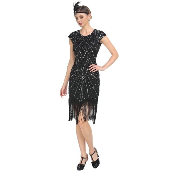 Vintage Flapper Klänningar 1920-tal Dam Kristallpärlbroderad Great Gatsby Klänning Rosa Pink S