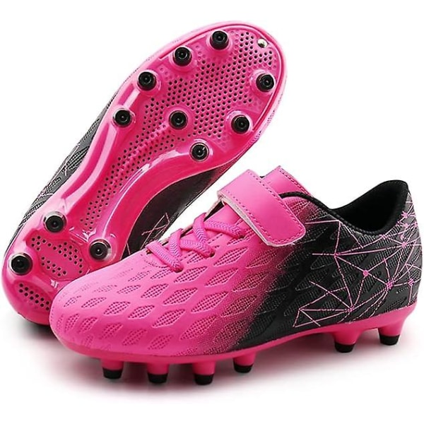 Fotballsko for barn, faste knotter, gutter, jenter, atletiske utendørssko Pink black 32