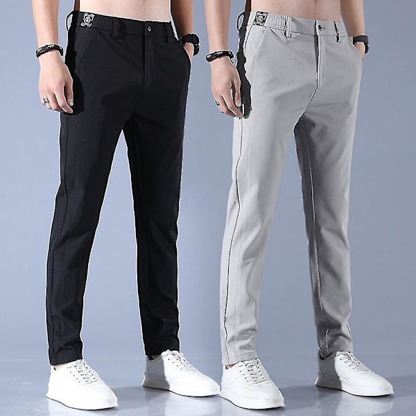 Golfbukser for menn, hurtigtørkende, lange, komfortable fritidsbukser med lommer Dark Grey 33
