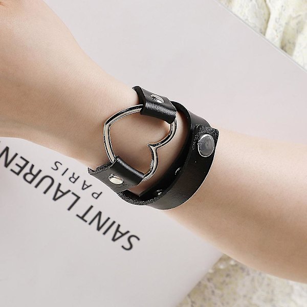 Tyttöjen Naisten Punk Choker Kaulakoru Goottilainen Sydän Nahka Kaulanauha Black