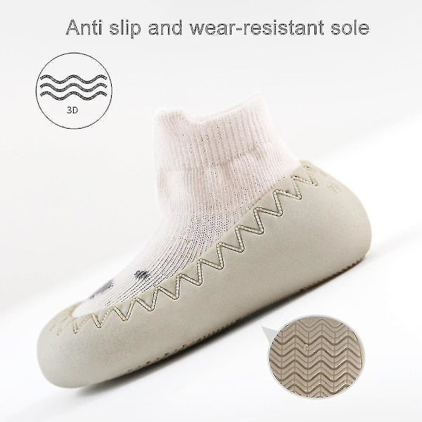 Baby Småbarn Barfot Gulvsokker Anti-skli Innendørs Bomull Myke Sko Beige 24