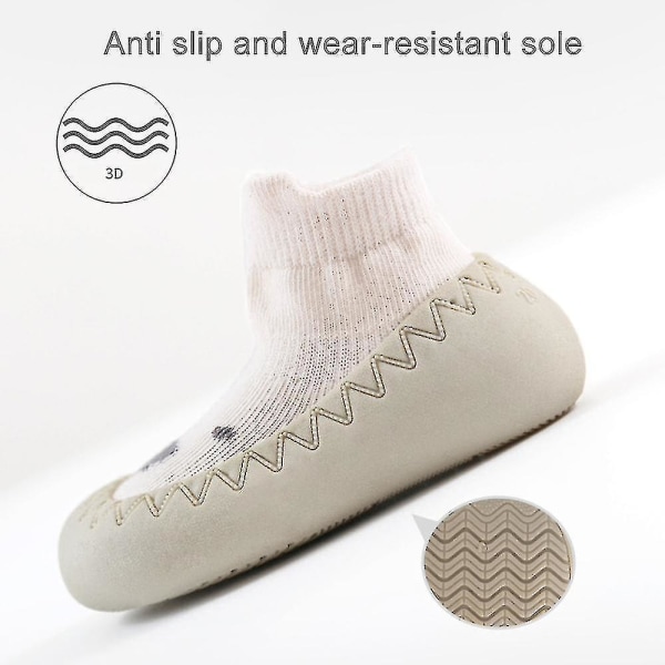 Baby Toddler Barfota Golvstrumpor Anti Ip Ip-on inomhus bomull mjuka skor Beige 24