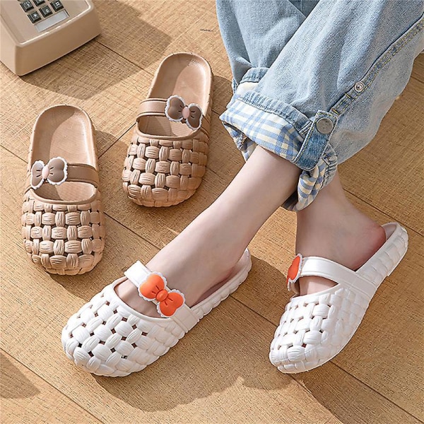 Alsidige sommerslippers til damer, trendy ensfarvede slippers til studerende, afslappede hjemmesandaler, udendørs hjemmesko Light Green 39-40