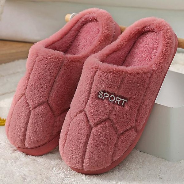 Vinter Innendørs Dame Tøfler Varme Høst Sklisikre Hjem Plysj Anti-skli Herre Sko Hus Gulv Myke Stille Slippers red 42 43