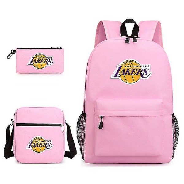 Tredelad skolväska Lakers tryckt pennfoderväska axelväska pink Single shoulder bag