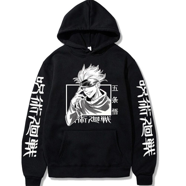 Jujutsu Kaisen Anime Hoodie Tops Gojo Satoru Tryck Lös Huvtröja Pullover Sweatshirt För Kvinnor Män 3XL