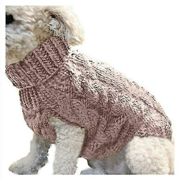 Varmt hundtröja tröja kläder valp katt enfärgad stickad stickad kläder Khaki XL