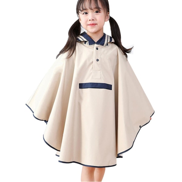 Regnkappa för barn Vattentät Cape Regnkläder med framficka för unisex Beige L