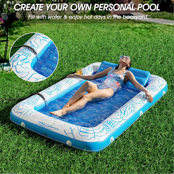 4 i 1 solbränna badkar Sola Pool Lounge Flotte Floatie Leksaker Vattenfylld solariematta för vuxen Blow Up Kiddie Pool Barn Ball Pit Pool blue 180cm