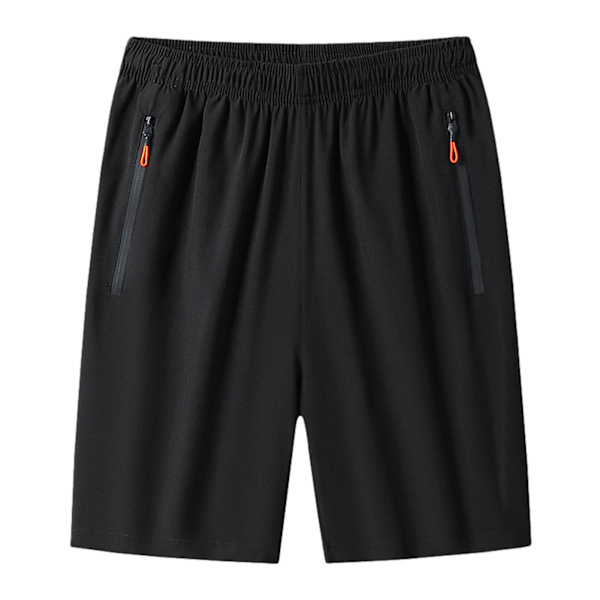 Herr Träningsshorts Med Dragkedjefickor Tvättbara Högstretchbyxor För Fitness Gymkläder Black 4XL