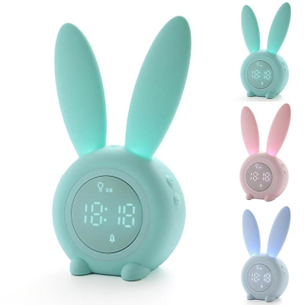 Magnetisk snooze väckarklocka för barn i sovrummet Smart Digital Timer Bunny Clocks Green