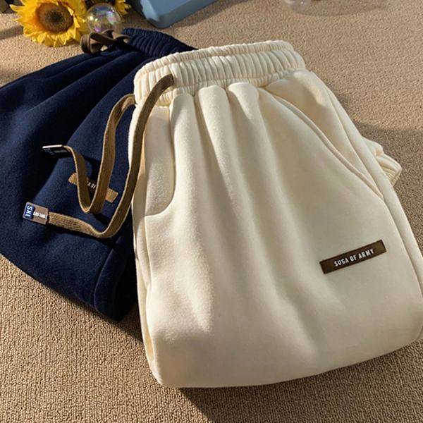 Tjocka, lösa vardagsbyxor för män med bomullspolyester och lös passform, perfekt present till pojkvän eller man Navy Blue M