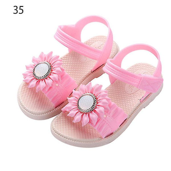 Pigesandaler med åben tå, margueritblomst, sommerstrandsko med PVC-sål, skridsikre Peach Red 35