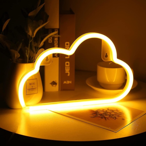 Moln Neon Skylt, LED Neon Ljus Vägglampa Väggdekor, Batteri Eller USB-driven Lysande Neon Skylt För Sovrum, Barnrum, Vardagsrum, Bar, Fest, Jul Warm White