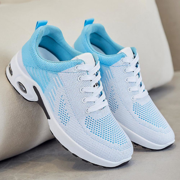 Dame Snøresko Atletiske Trenere Fitness Gym Fritid Luftpute Joggesko Pustende Gåsko Sportssko Blue 40