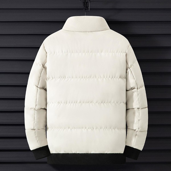 Varm, avslappet vinterjakke for menn, enkel stil, vindtett topp med ståkrage, mykt stoff, tykk og varm topp Black 4XL