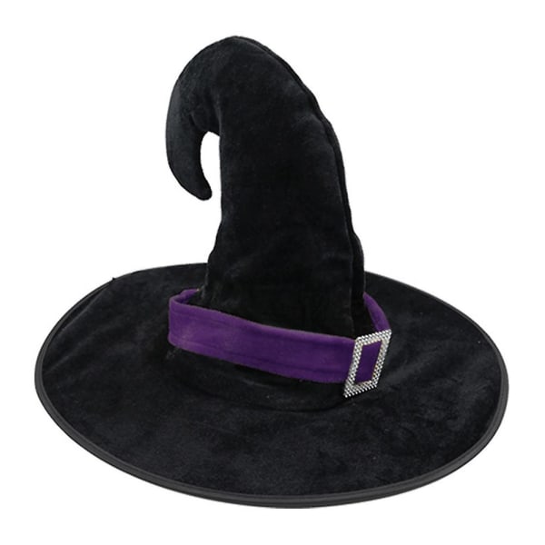 Halloween Bøyd Horn Hatt Partyhatt Heksehatt Trollmannshatt Garnhatt Hatt med Trykte Gresskar Svart Tupp Hatt Green Webbing  Silver Buckle Angled Cap