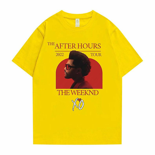 The After Hours Tour The Weeknd X'o Grafisk T-skjorte Mann Nyhet Bomulls T-skjorter Menn Kvinner Mote Sommer Oversized T-skjorte Yellow M