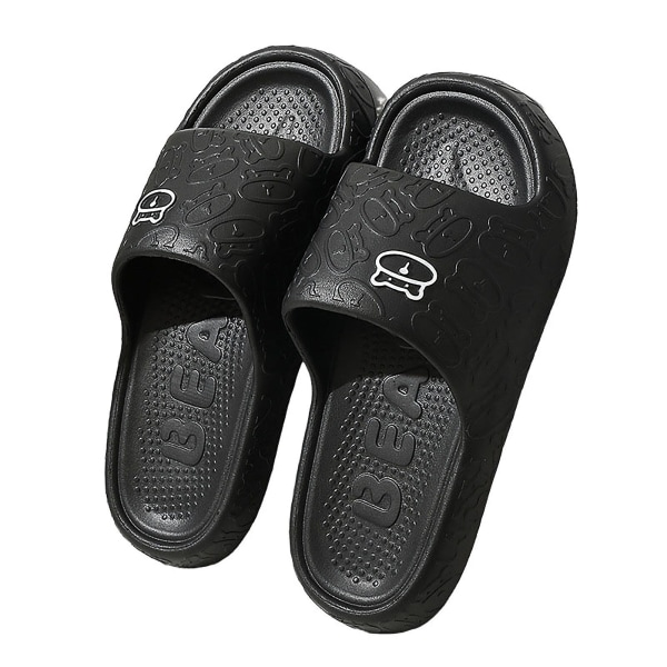 Halkfria duschtofflor för badrum, lätta damtofflor lämpliga för camping, inomhuspromenader Black 38 to 39