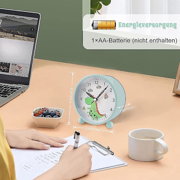 Analog väckarklocka för barn utan tickande, högt alarm, tyst, väckarklocka för flickor och