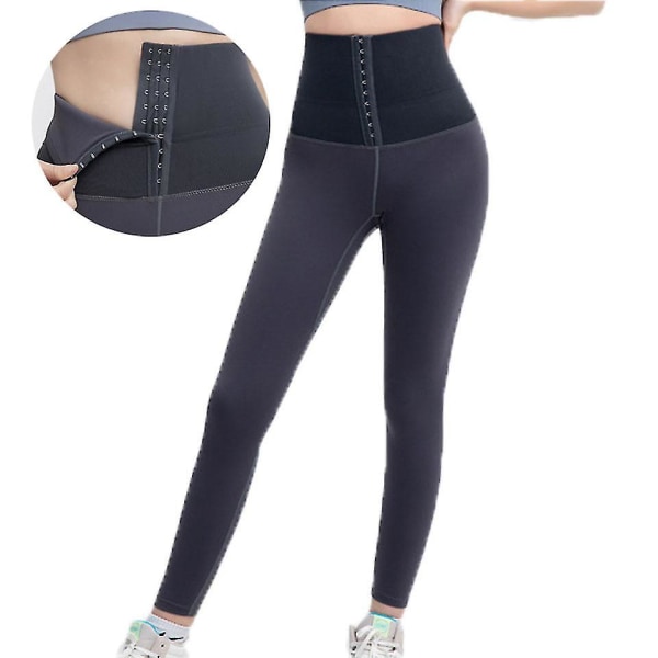 Kvinnors höga midja magen kontroll leggings kropp formning midja cincher sport leggings M Grey